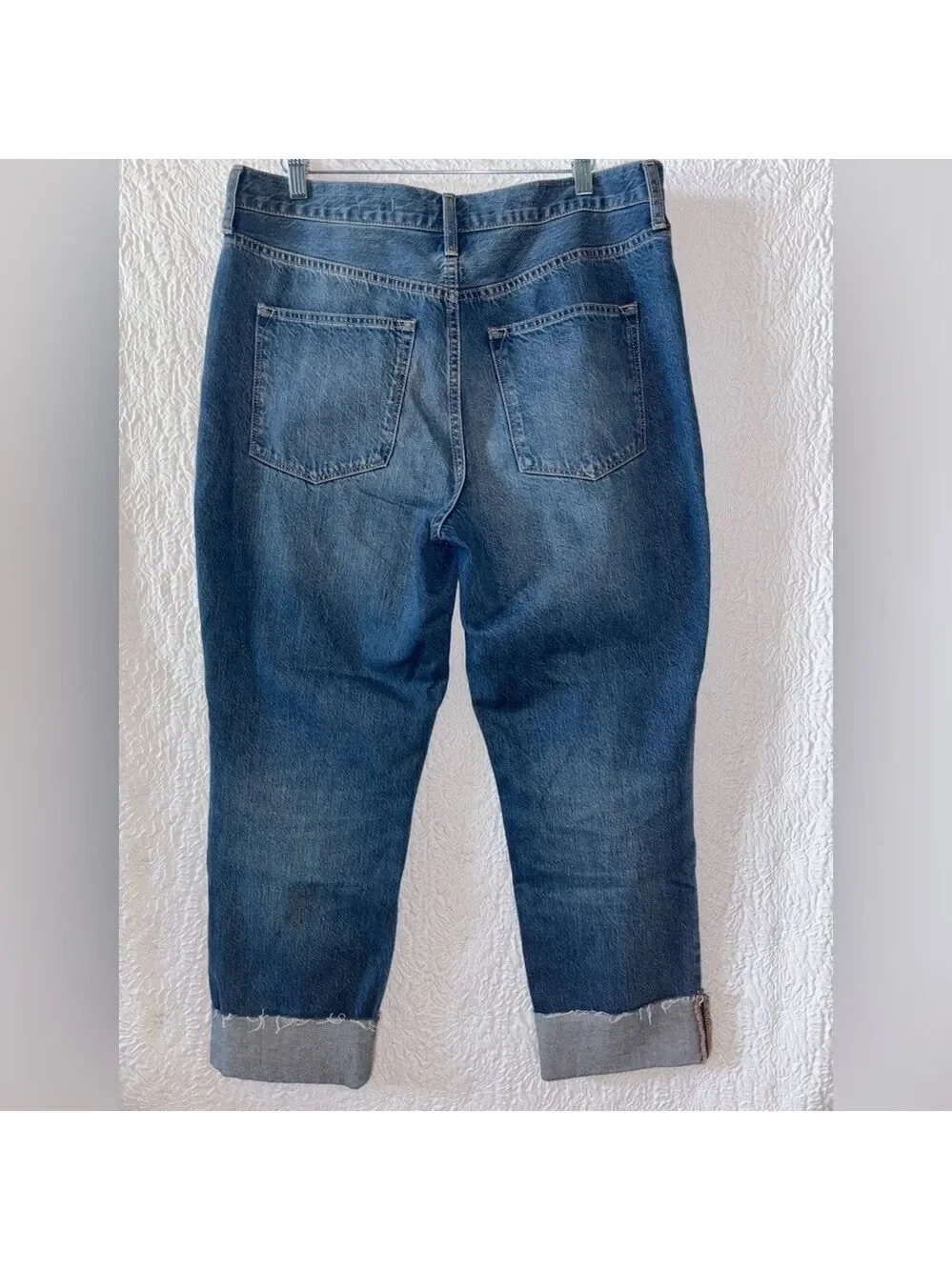 J. Crew Premium Edition High-Rise Straight Cuffed Raw Hem Distressed Jean